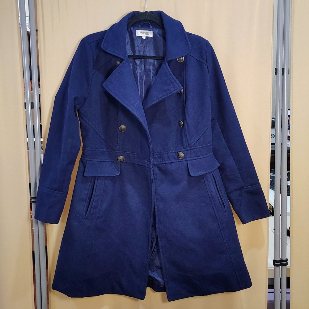 Y2K Charlotte Russe Double Breasted Peacoat Women M Navy Blue Dark Academia Twee